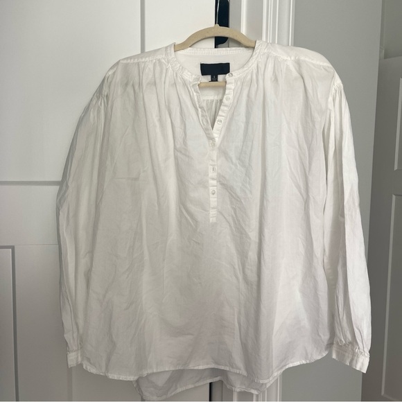 NWOT Nili Lotan Neville Cotton Long-Sleeve Blouse white top button front - Picture 3 of 7